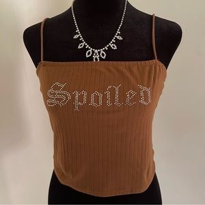 Brown printed crop top